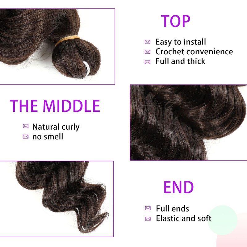 AMELI Ocean Wave Crochet Hair Deep Wave Crochet Curl Hair Water Wave Synthetic Curly Braiding Hair Extensions 8 Packs (9 Inch, 4#) - Image 3